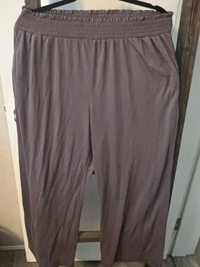 KORI Wide-Leg Smocked Waist Pants in Mauve